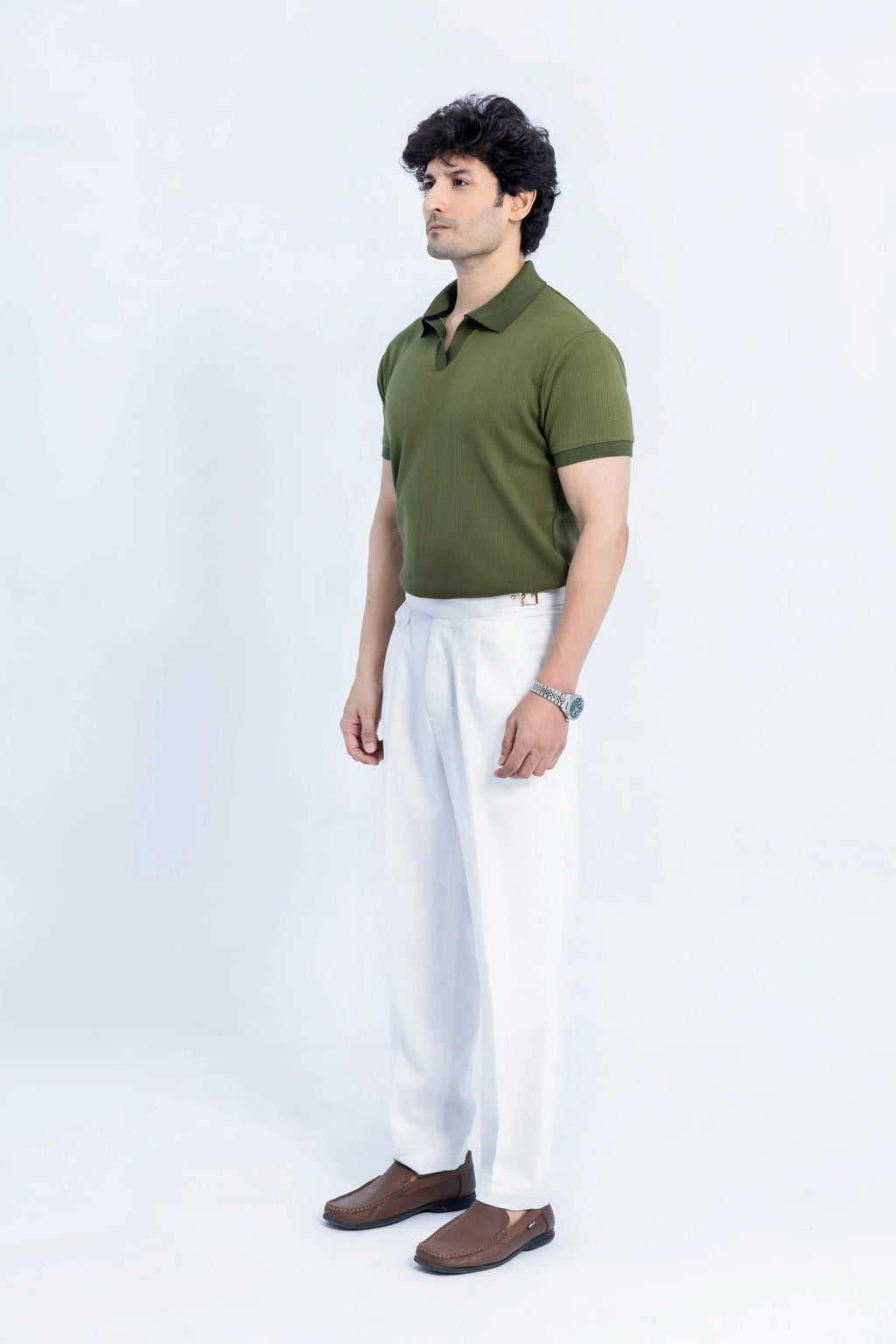 Olive Ribbed Polo