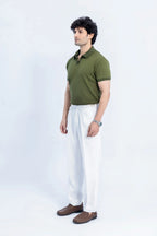 Olive Ribbed Polo