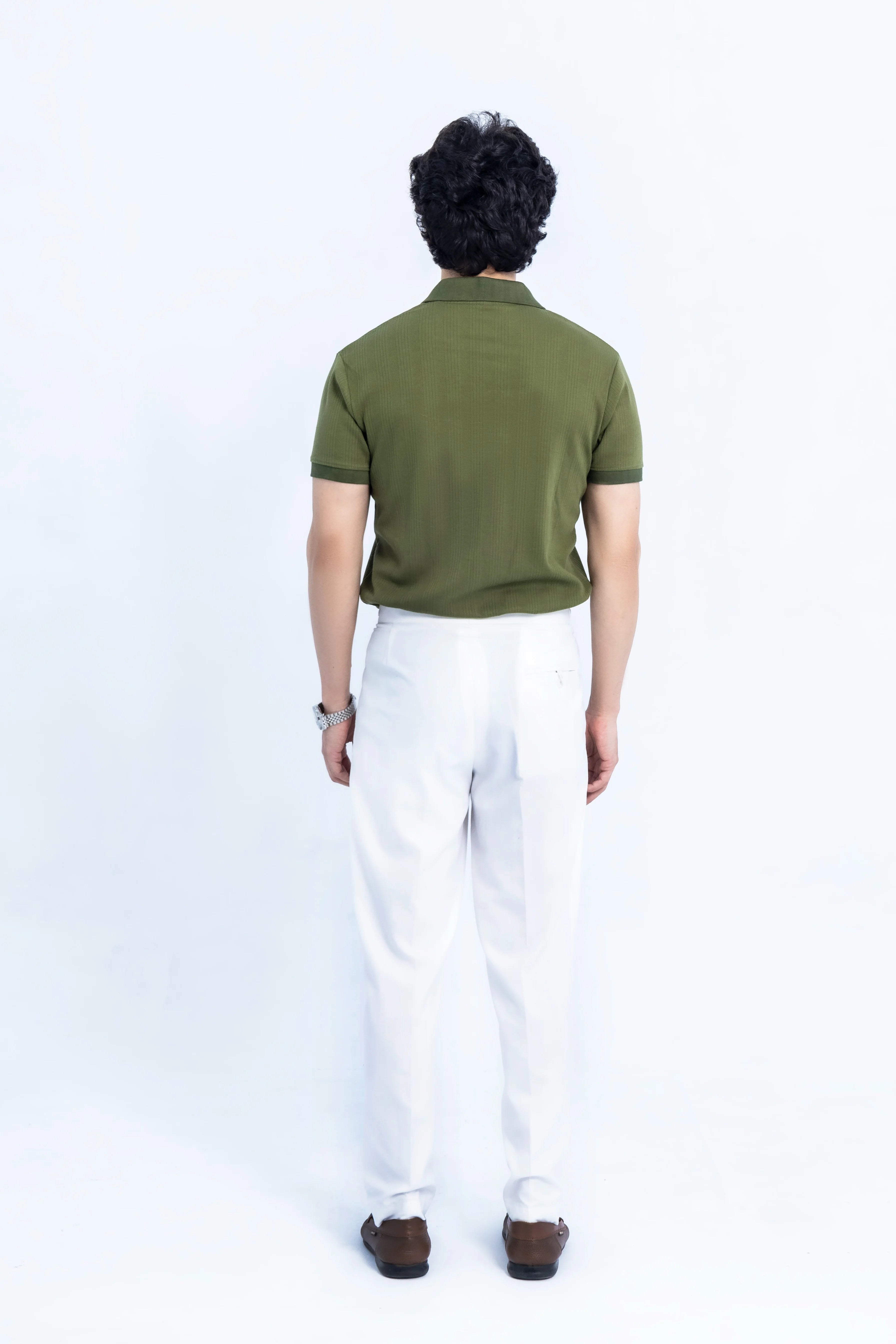 Olive Ribbed Polo