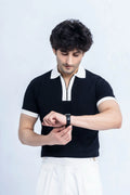 Monochrome Zip Polo — Black & White