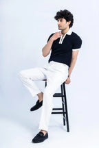 Monochrome Zip Polo — Black & White