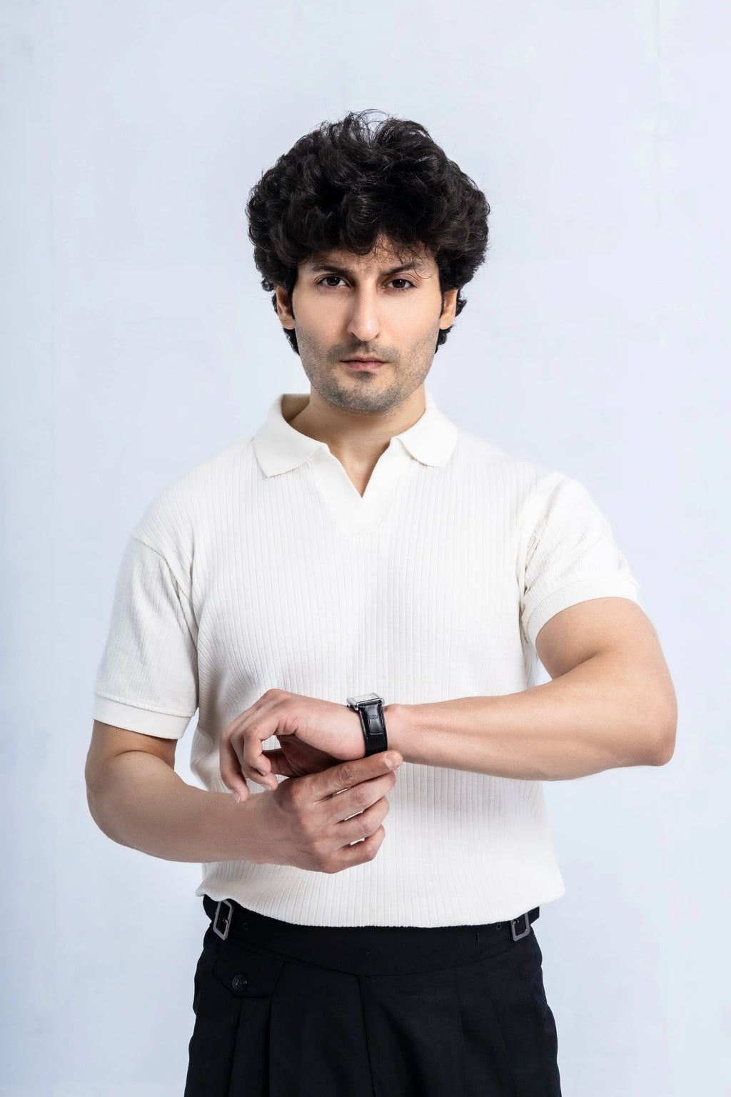 Ivory Open-Collar Polo