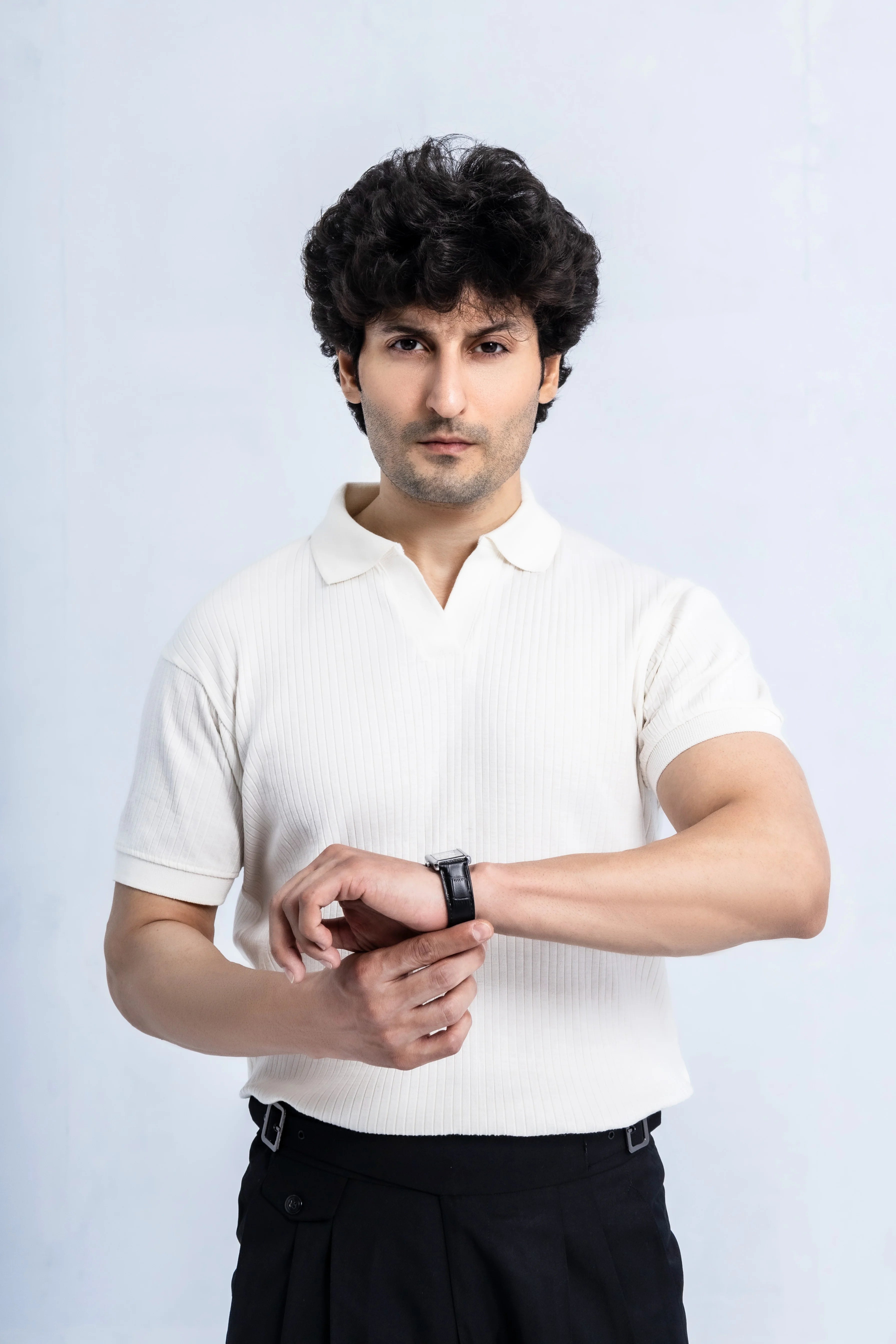 Ivory Open-Collar Polo
