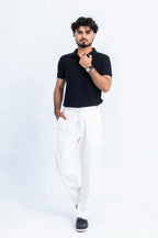 Jet Black Open-Collar Polo