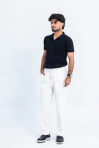 Jet Black Open-Collar Polo